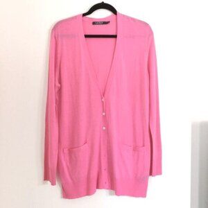Lauren Ralph Lauren Women's Longline Cardigan Flamingo Pink Size L